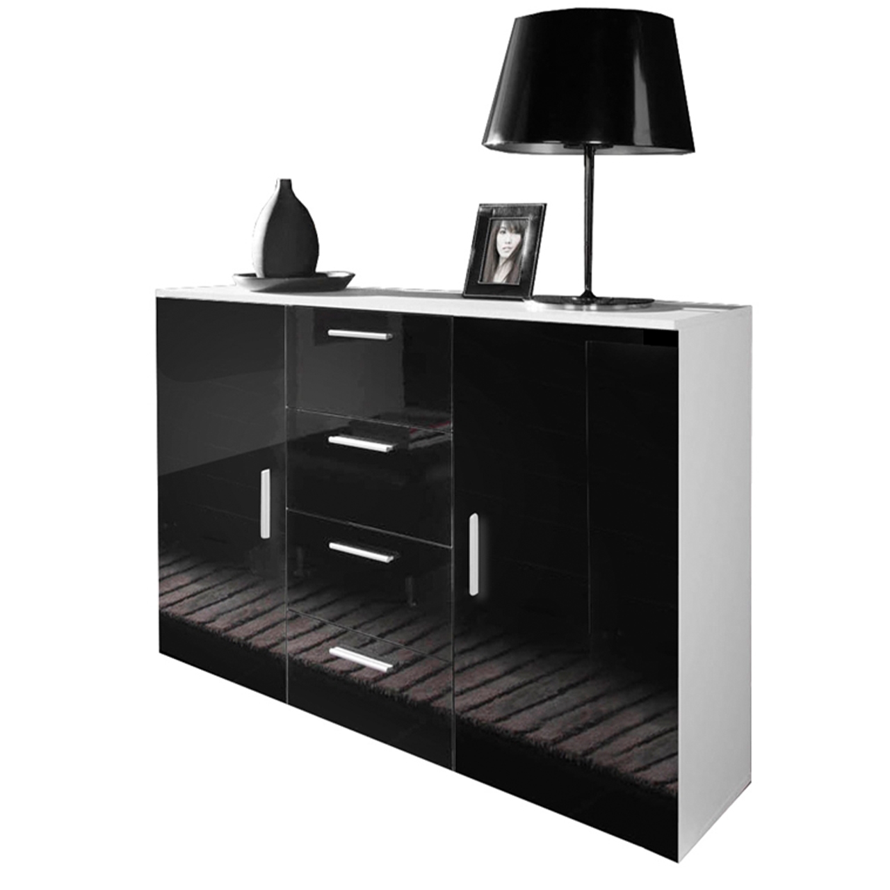 Storage cabinet UNI SOHO SH6B white / black gloss