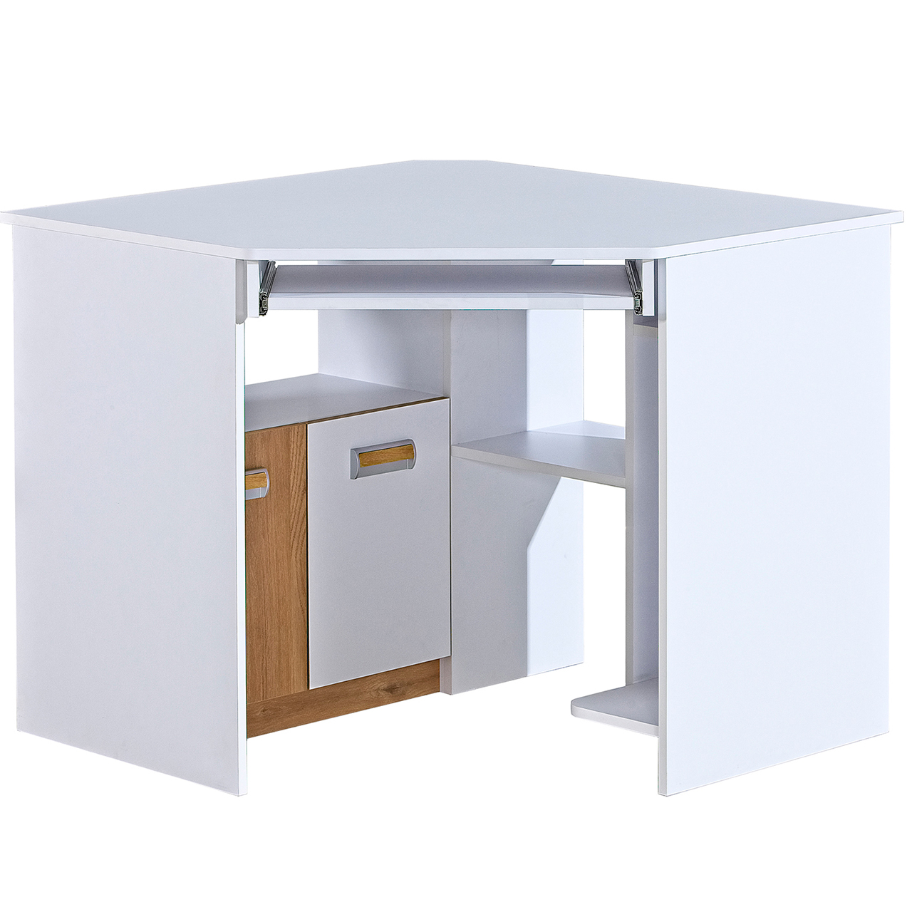 Corner desk LOREN LR11 white / oak nash
