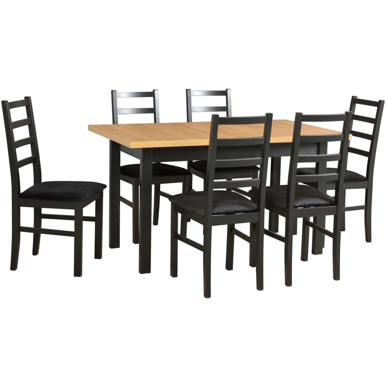 Table MODENA 1 XL grandson laminate / black + chairs NILO 8 (6 pcs.) black / 29B