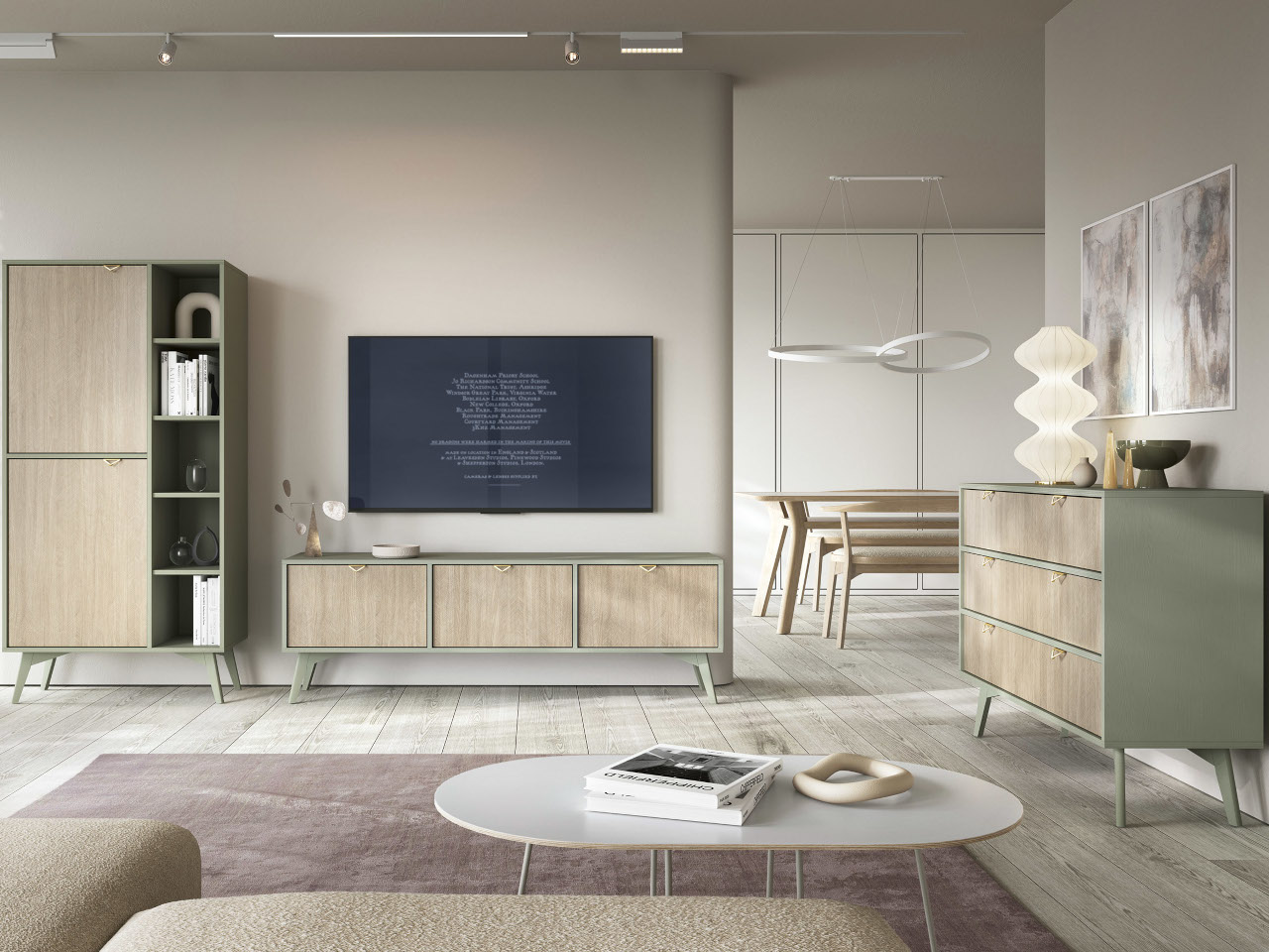 TV cabinet WALD 01 eucalyptus / scandi