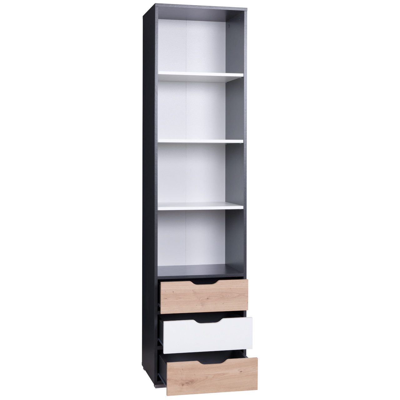 Bookcase IWA IW08 graphite / white + artisan oak