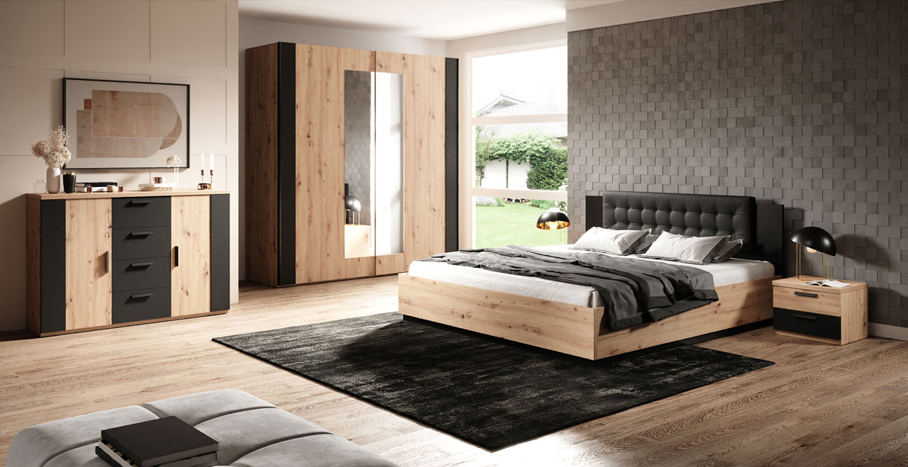 Bed 180x200 SIGMA SG32 artisan oak / black