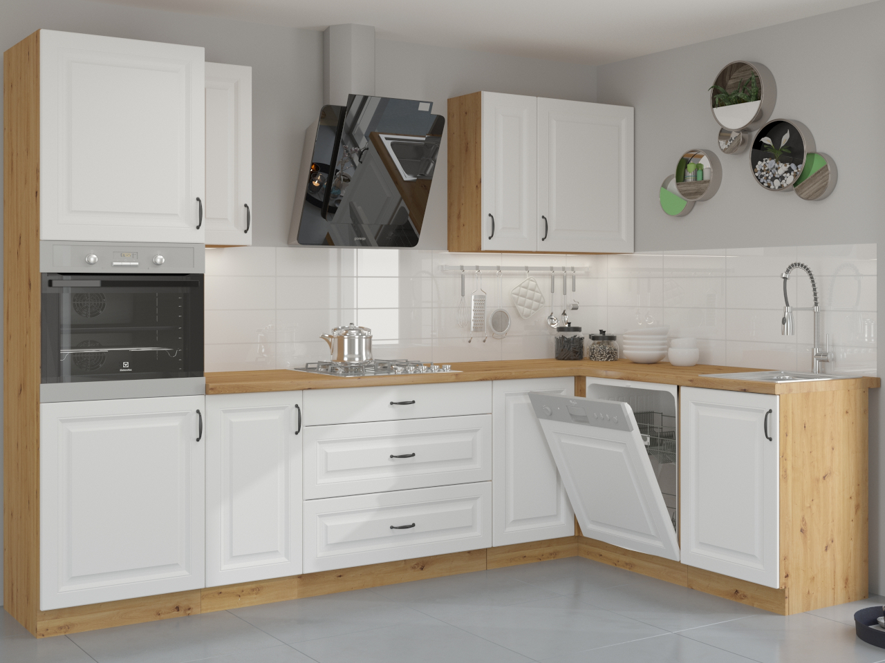 Front for Built-In Dishwasher 60 STILO ST38 artisan oak / white