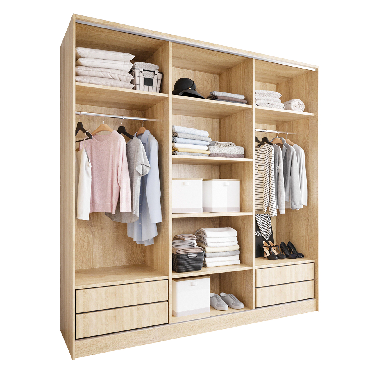 Sliding Wardrobe with Drawers BRITTO D 180 sonoma