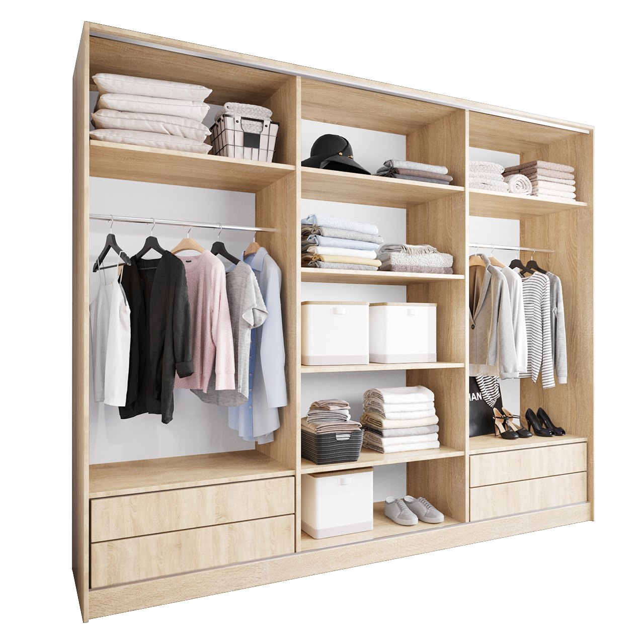 Sliding Wardrobe with Drawers BRITTO D 270 sonoma