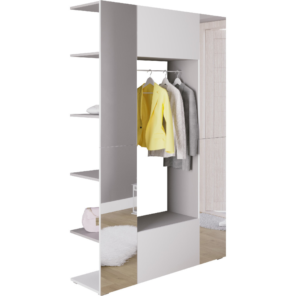 CUBE wardrobe gray/white + mirror