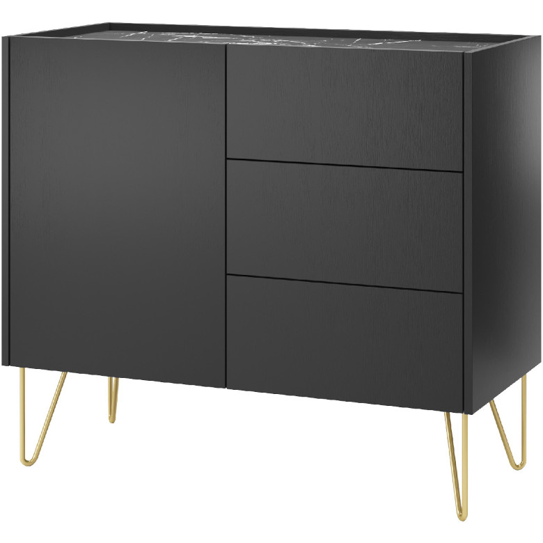 Harmoni 02 black marble chest of drawers