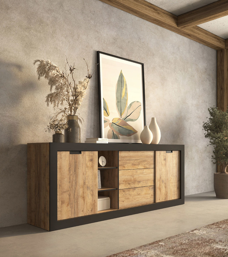 Trudo 25 oak Samdal chest of drawers black