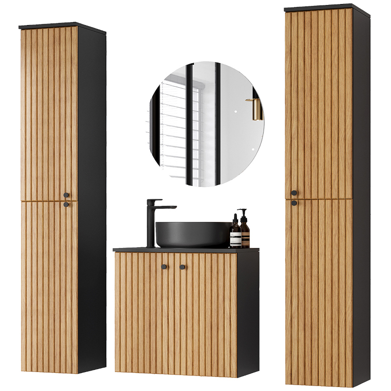 asto long black oak bathroom