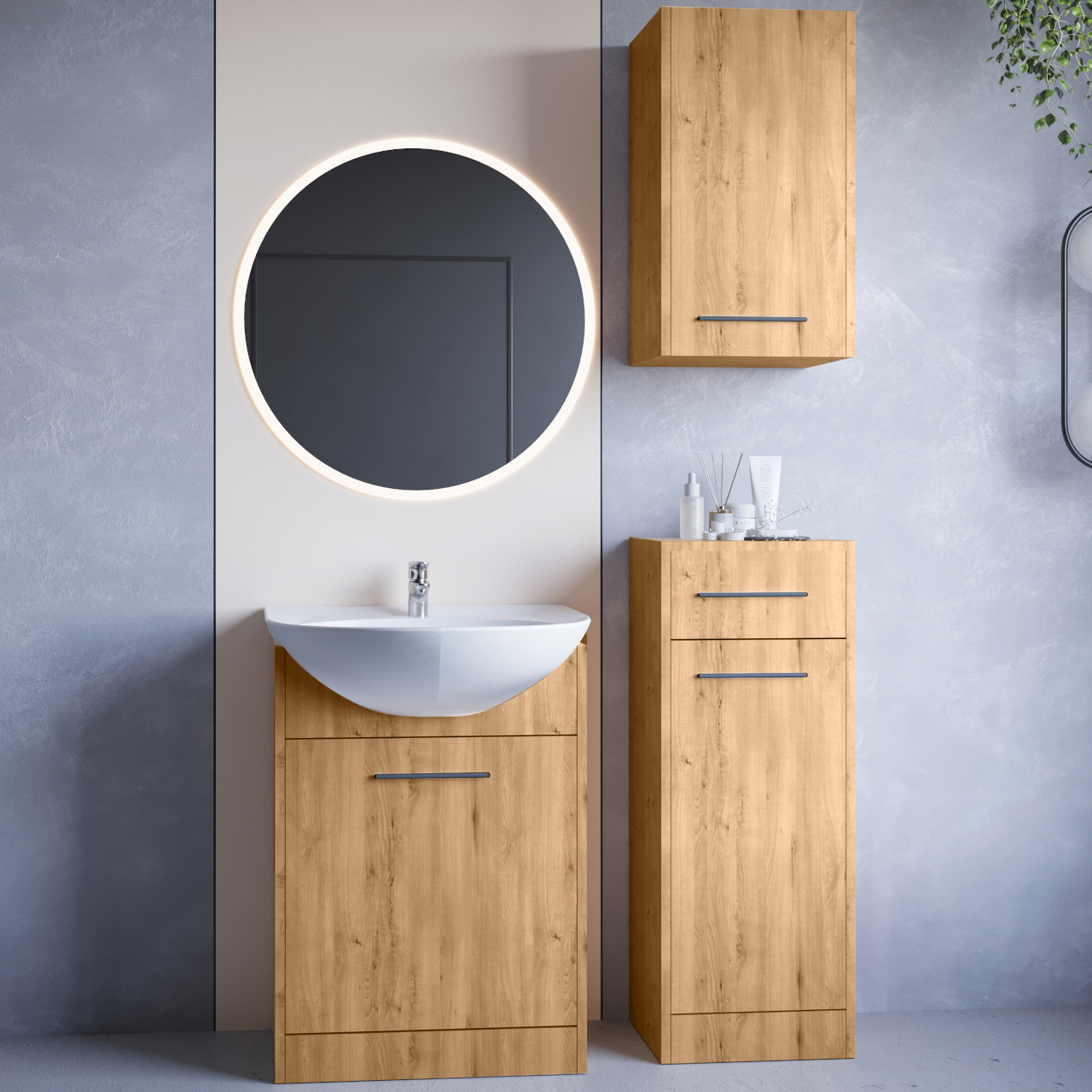Bathroom NEPPA LED artisan oak laminate