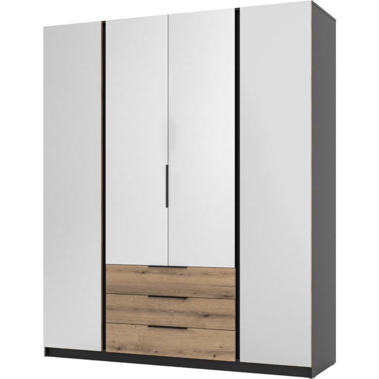 200cm wardrobe with mirror and drawers Kaya 06 black oak evoke