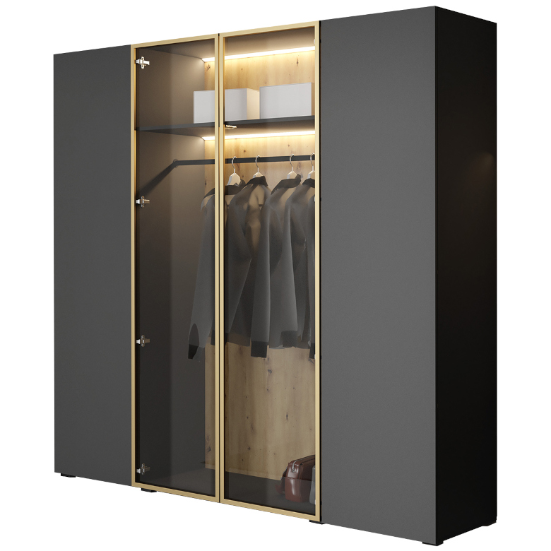 acati 200 wardrobe black anthracite gold
