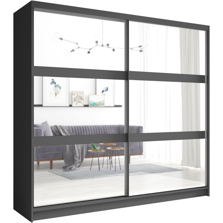 sliding wardrobe with mirror 230 nino 01 gray graphite