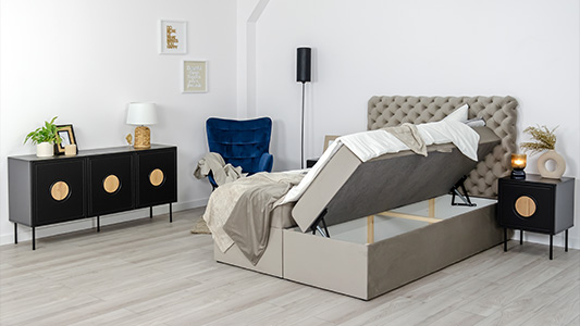 Beds with bedding containers - practicality and comfort in every bedroom