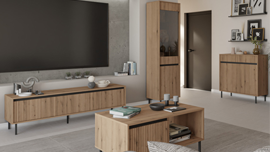 Oak-colored living room furniture – how to arrange it?