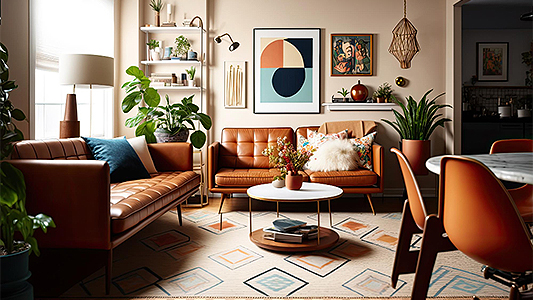 Mid century modern – retro style living room