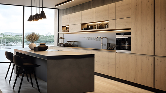 Modern kitchen with wood - inspirations and furniture