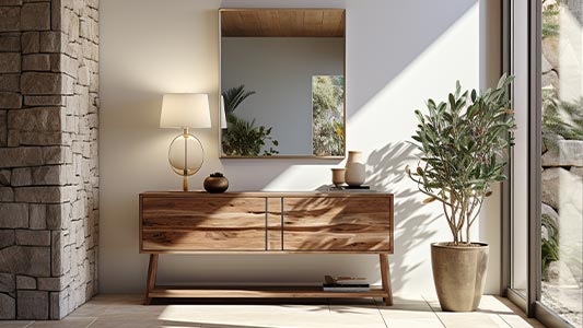 A room with wooden accents - how to combine furniture and accessories?