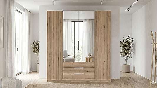 Wardrobe with a mirror - optical enlargement of a small bedroom